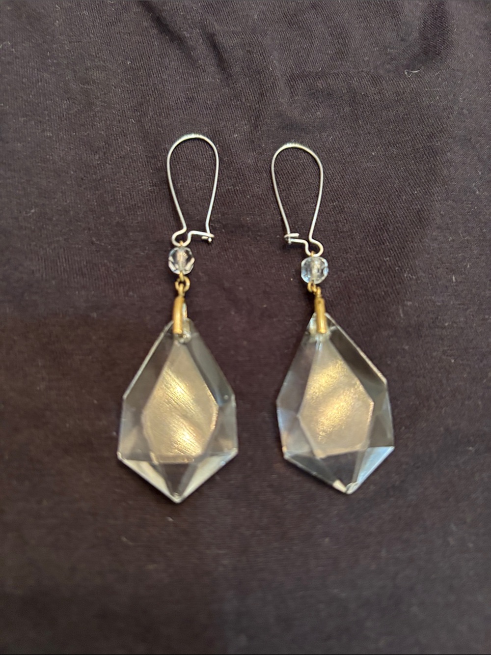 Used Crystal Drop Dangle Earrings - Clear